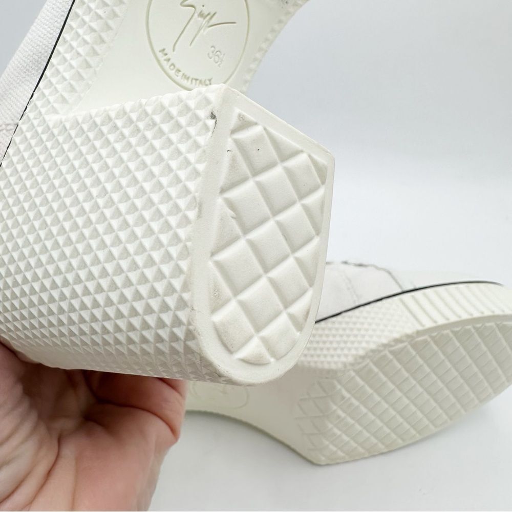 Giuseppe Zanotti White High-Top High Heeled Canvas Lace-Up Boots‎ Sneaker Sz 6 - Picture 9 of 11